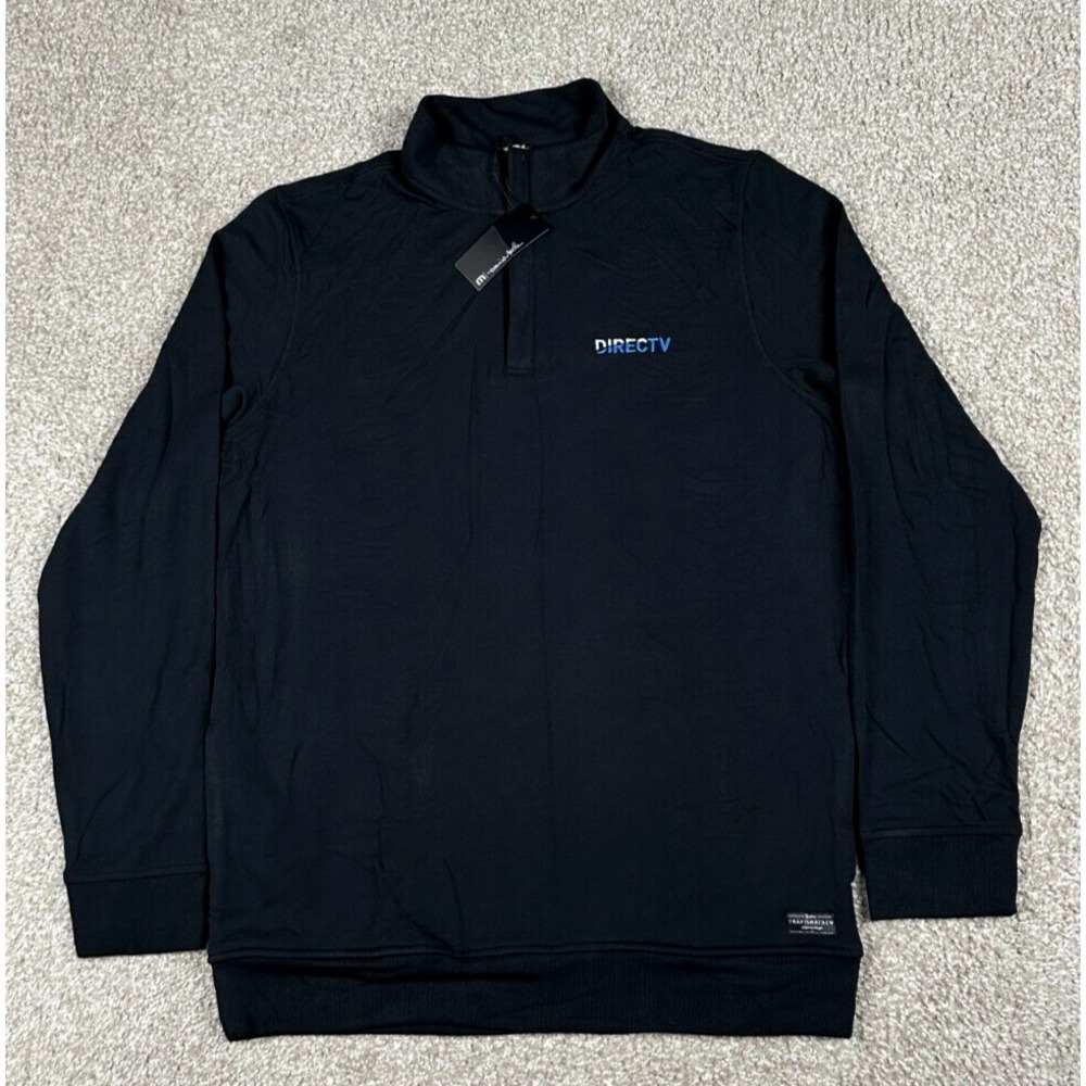 Travis‎ Mathew Sweater Mens Medium Black  Newport 1/4 Quarter Zip Rayon Stretch